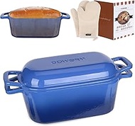 Enameled Dutch Oven for Sourdough Bread Baking, 3.6QT Oval Cast Iron Bread Pan with Lid