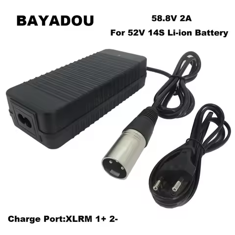 58.8V 2A Lithium Charger For 51.8V 52V 14S Li-ion 10AH 15AH Battery Chargers Input 100-240V XLR GX16