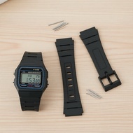Casio F91W A168 A158 AE1200  Kit Pengganti Tali Jam Resin Hitam Casio F91W A168 A158 AE1200 dengan P