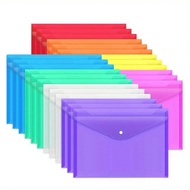 16pcs Plastic Document Folders With Snap Closure - 8 Vibrant Colors, Poly Folders For A4/Letter Size