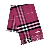 BURBERRY 經典格紋100%喀什米爾羊毛圍巾(紫紅)/平行輸入
