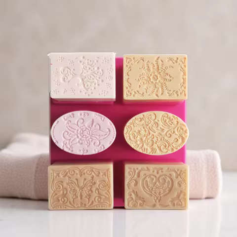 6 Holes 3D Silicone Soap Mold Soap Making Moulds Supplies Candle Form Resin Craft Home Decor