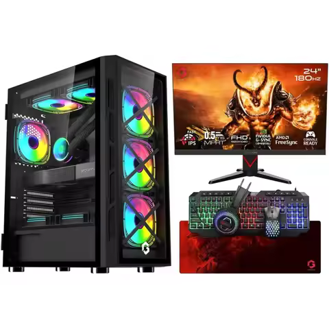 Gaming Desktop PC, Trident PC Case, i5-14400F, 16GB RAM DDR4, 1TB NVMe SSD, NVIDIA GTX 3050 6GB, H61