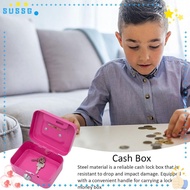 SUSSG Cash Box, Metal with Coin Slot Money Box, Security Sturdy Handles Lockable Coin Saving Box