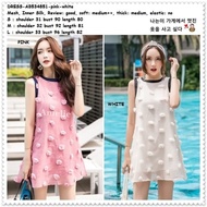 Baju Casual Mini Dress Wanita Korea Import AB534851 Pink White Putih