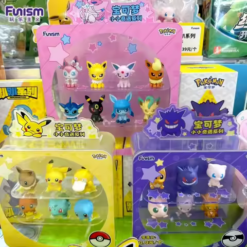 Hot Funism Pokemon Little Adventure Series Acrylic Display Case For Pikachu Gengar Eevee Mini Toys G