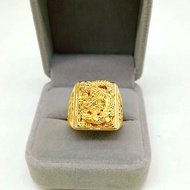 HZP 999 Gold Dragon Ring for Men Embossed Open Ring Men's Jewelry 24K Gold Euro Ring Men's Jewelry