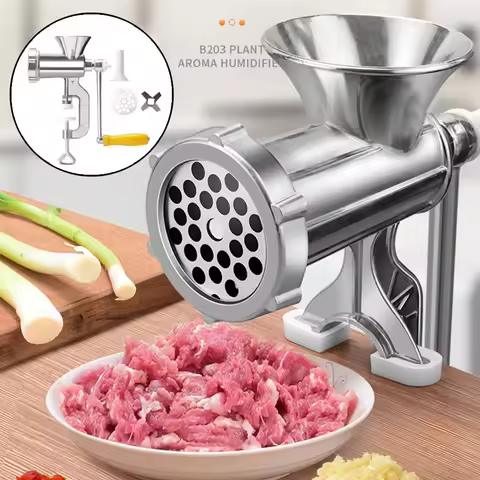 Manual Meat Grinder Stainless Steel Hand Crank Food Processor with Table Clamps Multipurpose Kitchen