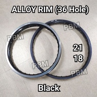 18/21 Alloy Rim 36/32 Hole (Black) 1.60-21/2.15-18