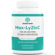 Del Mar Health Max-LyZinC: L-Lysine 1100mg + Zinc 6 mg + Vitamin C 100 mg - 3-in-1 Supplement for Ma