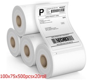 ลาเบล 100x150x20 roll ขนาด กระดาษปริ้นสติกเกอร์ กระดาษความร้อน สติ๊กเกอร์บาร์โค้ด สำหรับปริ้นใบปะหน