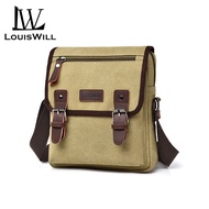 LouisWill Men Shoulder Bag Fashion Cross Body Bag Leisure Bag Retro Vintage Canvas Shoulder Bag Wate