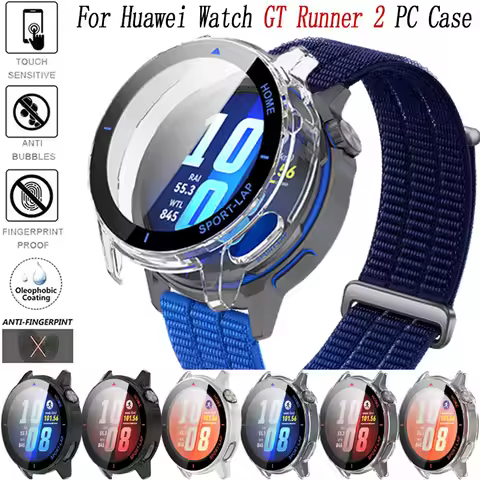 Pc Case+HD Glass For Huawei Watch GT Runner 2 Integrated shell and membrane shockproof protective Fo