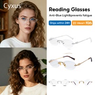 Cyxus Blue Light Blocking Glasses Oval Rimless Frame AC Lenses Glasses block UV rays 8295