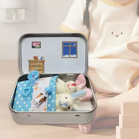 New Mini Little Pocket Bunny Plush Easter Basket Stuffed Animals DIY Decorative Collectible Boxes Ki