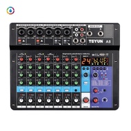 TEYUN A8 Portable Mixer Sound Card 8-Channel Mixing Console Computer Recording DJ Audio Equipment EU Plug