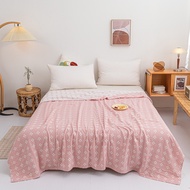 {DFGJGFT} Plaid 3 Layer Gauze Blanket Pure Cotton Summer Air Conditioning Quilt Soft and Skin-friend