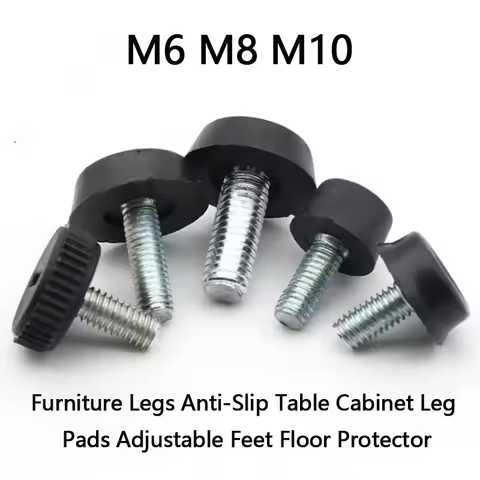 5pcs M6 M8 M10 Furniture Legs Anti-slip Table Cabinet Leg Pads Adjustable Feet Floor Protector