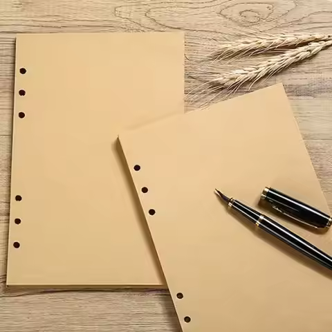 80Sheets Kraft Paper Loose Leaf Paper A5/A6/A7 Horizontal Line/Blank Notebook Refill Paper 6-hole Bi
