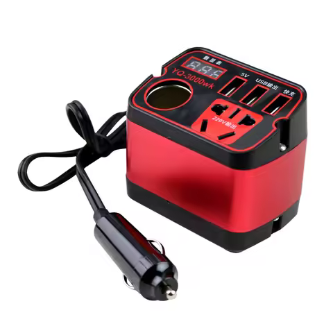 1pc Auto Inverter Travel Inverter Built-in Protection Features Black Red DC To AC Adapter Travel Fri