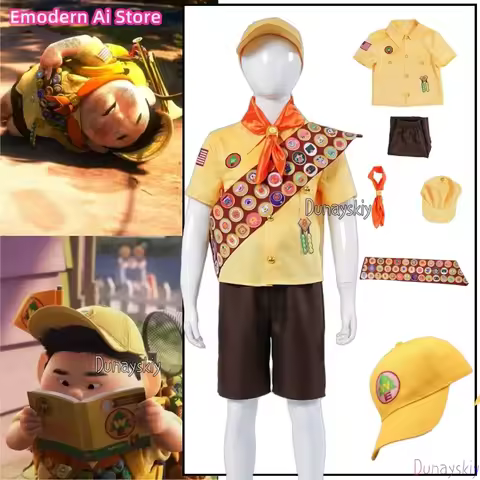Russell Yellow Shirt Shorts And Hat Family Shirts Up Wilderness Explorer Costume UP Russell Wilderne
