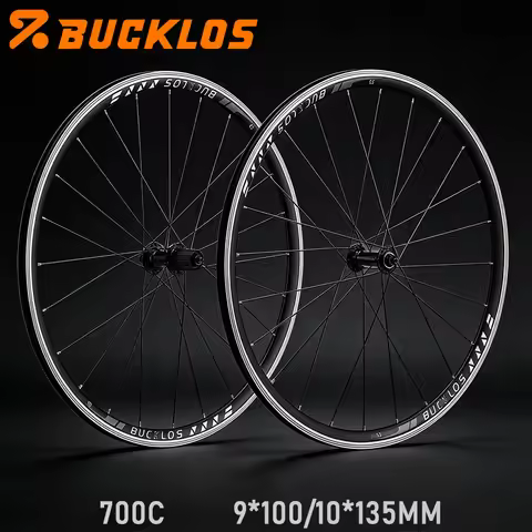 BUCKLOS 700c Road Bike Wheelset V Brake Road Wheel 9*100mm Quick Release Bicycle Wheelset for Shiman