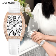 Sinobi นาฬิกาหรูสำหรับผู้หญิง, นาฬิกาแฟชั่นสายหนังประดับเพชรแวววาวกันน้ำเลขโรมันนาฬิกาข้อมือควอตซ์สำหรับผู้หญิง
