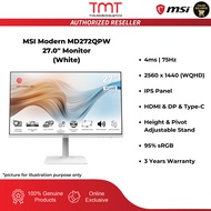 MSI Modern MD272QPW 27.0" Monitor (White) | 4ms | 75Hz | 2560 x 1440 (WQHD) | IPS Panel | HDMI & DP 