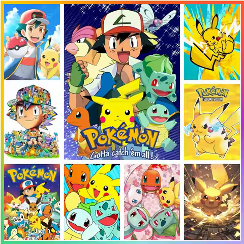 Pokemon Pikachu Colorful Diamond Painting Element Creation Crafts Cross Stitch 5D DIY Art Mosaic Emb