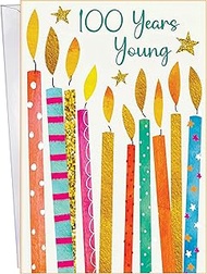 Age 100 Birthday Gift Card - Happy 100th Birthday - MADE in USA Greeting Card - Excellent Card Stock
