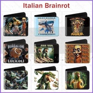 PDF3 Italian Brainrot PU Leather Two Fold Wallet Student Tung Tung Tung Sahur Coin Purse Anime Card 