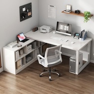 Carefully Selected Corner Desk with Integrated Bookshelf l L-shaped writing desk, corner office desk