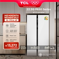 NEW TCL ตู้เย็น Side by Side P650 Series ขนาด 22.3Q/631L White Glass Door ระบบ Inverter ละลายน้ำแข็ง