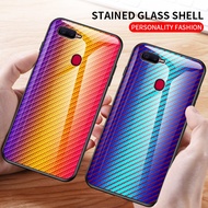 OPPO F9 F9 Pro Case Painted Carbon Fiber Tempered Glass Case Back Cover OPPO F9 Pro F 9 OPPOF9 F9 Pro Hard Case Casing