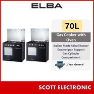 ELBA Gas Cooker with Gas Oven EGC-C9703G(BK) / EGC-C9704G(BK) - Safety Valve - Black (70L)