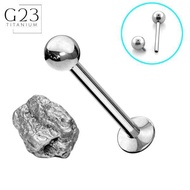 Titanium G23 Internally Threaded Labret, 1.2Mm 16G With A 3Mm Ball