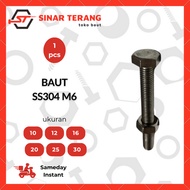 SS 304 M6 Bolt - 6MM Stainless Steel Bolt Diameter 6 - Stainless Steel Bolt