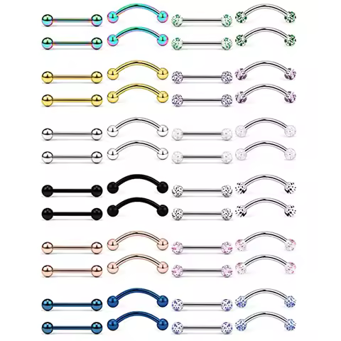 2PCS Straight & Curved Barbells Snake Eyes Tongue Rings Surgical Steel Nipple Ring Nipplerings Pierc