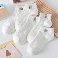Kids White Socks Bear Girls Cotton School Socks 9-18Years Women Socks