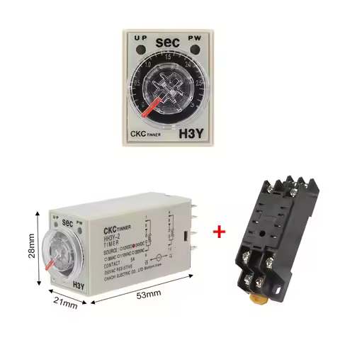 Delay Timer 0-60Min H3Y-2 DC12V DC24V AC110V AC220V Time Relay with PYF08A 8pin Base Mini Time Relay
