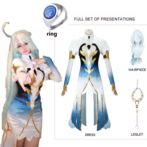 Focalors Costume Wig Game Genshin Impact Fontaine God of Justice Furina Cosplay Full Set Female Suit