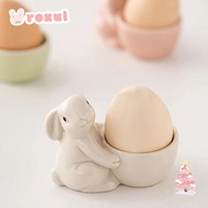ROXUL Ceramic Egg Cup, Creative Ceramic Rabbit Egg Cup,  Egg Organizer Egg Stand Easter Celebration