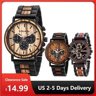 75t BOBO BIRD Men Wood Watch US 2-5 Days Delivery Chronograph Military Quartz Watches in Wood  FR1