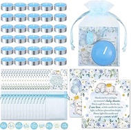 Teling 50 Sets Baby Shower Party Favors Include Baby Shower Angel Keychains Baby Boy Label Sticker Elephant Thank You Card Blue Organza Bag for Boy Baby Shower Birthday Party Return Gift