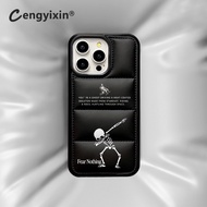 Trend skull down jacket phone cases for iphone 16 15 Pro Max 14 Pro Max 14 plus 13 Pro Max i13 13pro