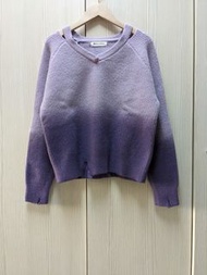 韓風 漸層紫 破壞感個性針織毛衣