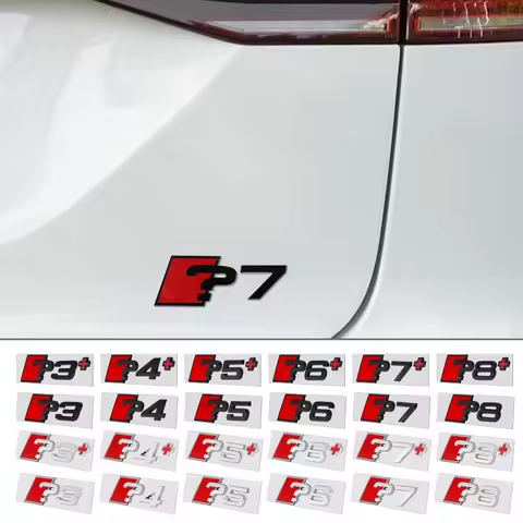1PC Aluminum ?3 ?4 ?5 6 ?7 ?8 ?3+ ?4+ ?5+ ?6+ ?7+ ?8+ Emblem Car Trunk Logo Sticker For Audi A3 A4 A