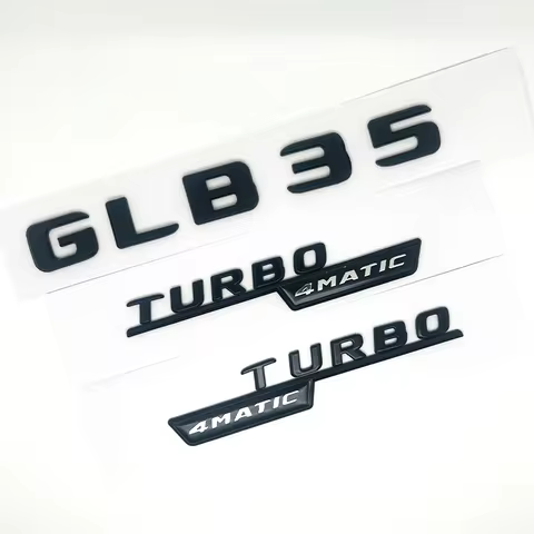 3D ABS Black Logo GLB35 Letters Turbo 4matic Emblem AMG Badge Car Rear Star Sticker For Mercedes Ben