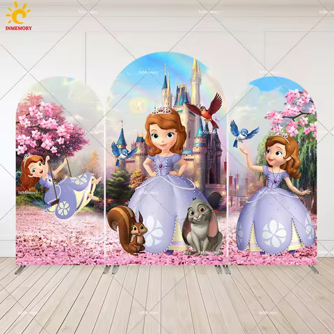 Disney Sofia the First Arch Wall Backdrop for Girls Birthday Frorals Castle Wedding Party Decor Baby