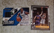 勇士 限號 球衣 卡 燙金 套裝 ANDREW WIGGINS DAVID WEST JERSEY #/117 2 card Lot 15-16 Prestige TRUE COLORS GAME U
